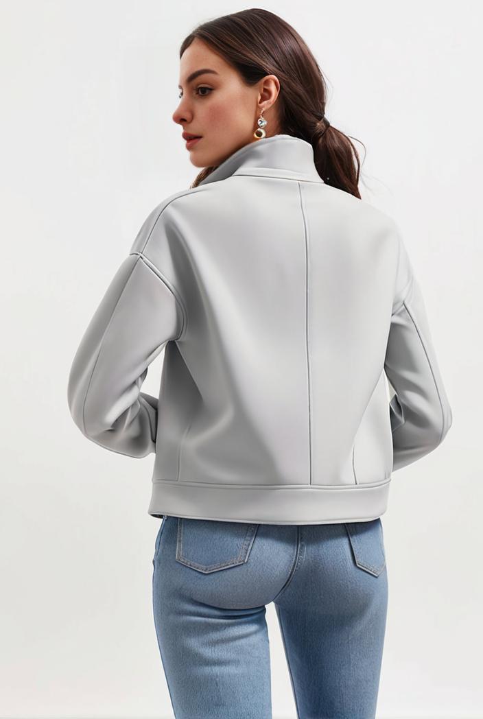 lapel denim coat with long sleeves and buttoned flap pockets stylish women s jacket 108302