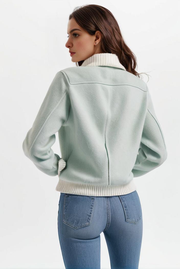 lapel denim coat with long sleeves and buttoned flap pockets stylish women s jacket 108305