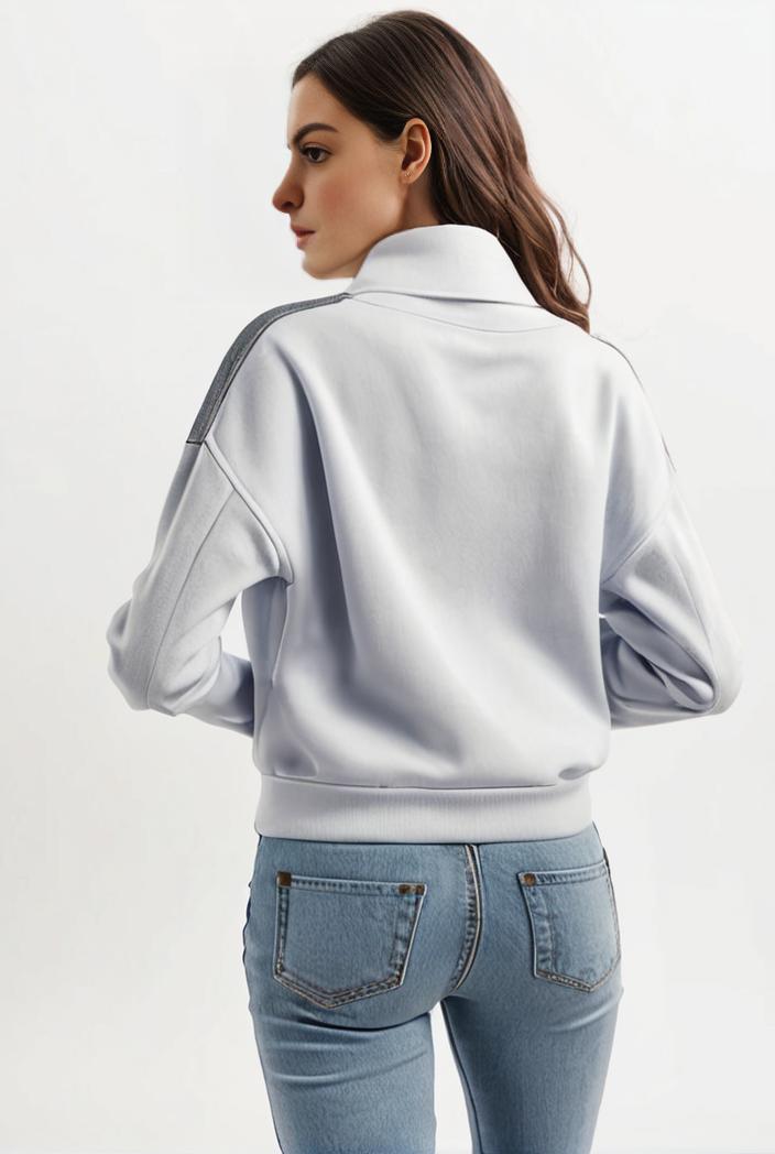 lapel denim coat with long sleeves and buttoned flap pockets stylish women s jacket 108306