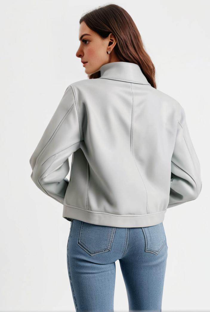 lapel denim coat with long sleeves and buttoned flap pockets stylish women s jacket 108307