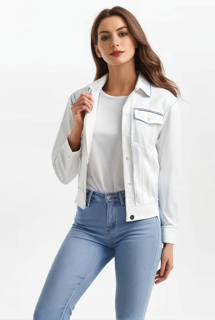 lapel denim coat with long sleeves and buttoned flap pockets stylish women s jacket 108311