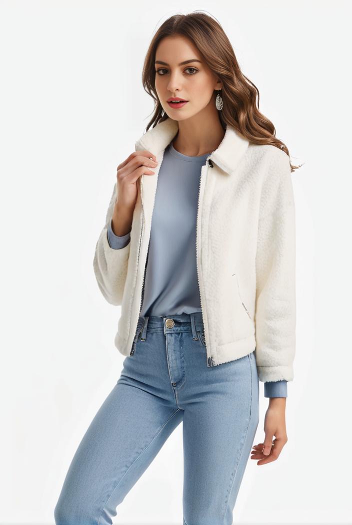 lapel denim coat with long sleeves and buttoned flap pockets stylish women s jacket 108312