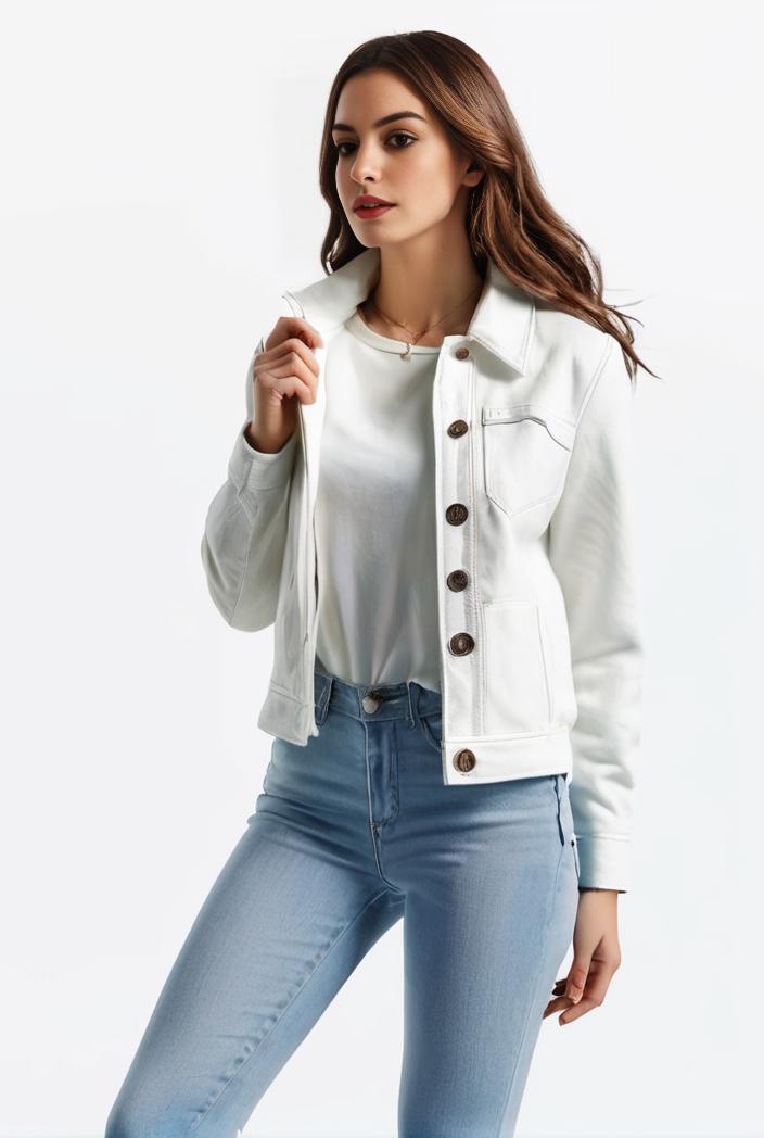 lapel denim coat with long sleeves and buttoned flap pockets stylish women s jacket 108313