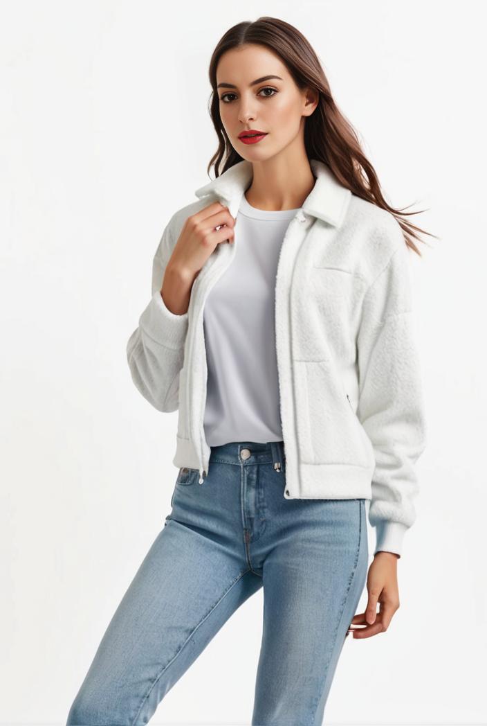 lapel denim coat with long sleeves and buttoned flap pockets stylish women s jacket 108314