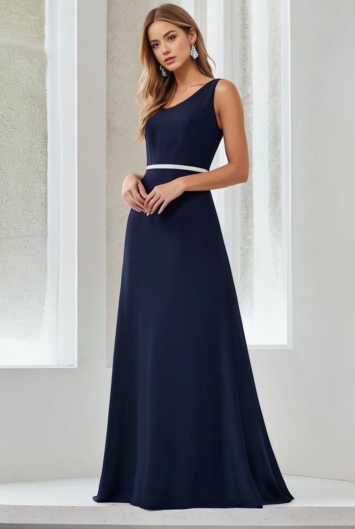 flowy chiffon one shoulder with three straps bridesmaid dress 101941