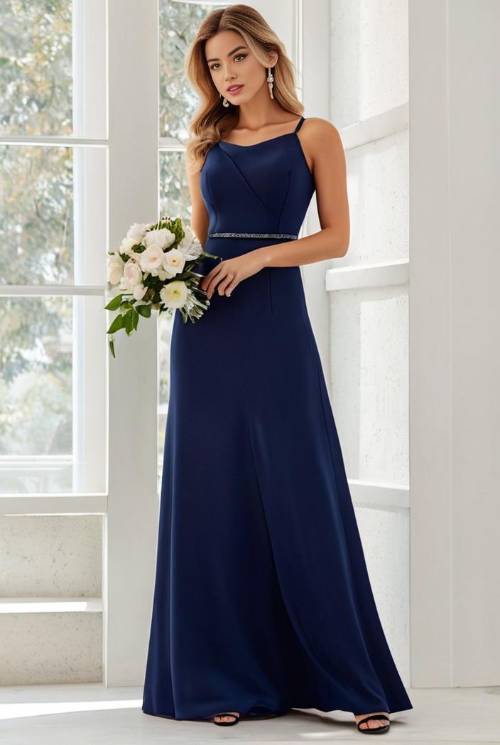 flowy chiffon one shoulder with three straps bridesmaid dress 101943