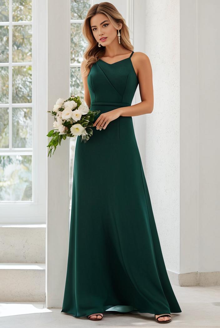 flowy chiffon one shoulder with three straps bridesmaid dress 101959