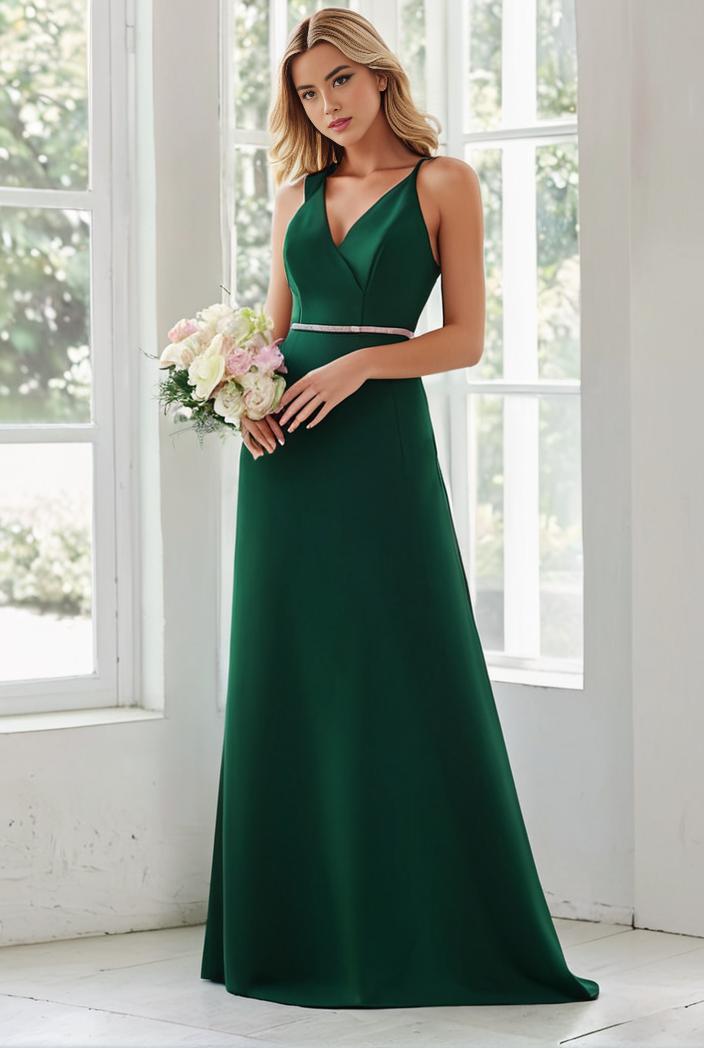 flowy chiffon one shoulder with three straps bridesmaid dress 101963