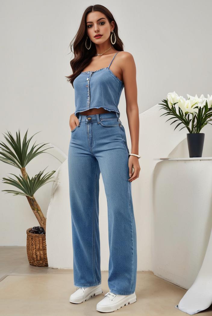relaxed fit denim jumpsuit with slant pockets non elastic washed denim overalls women s denim apparel 111907