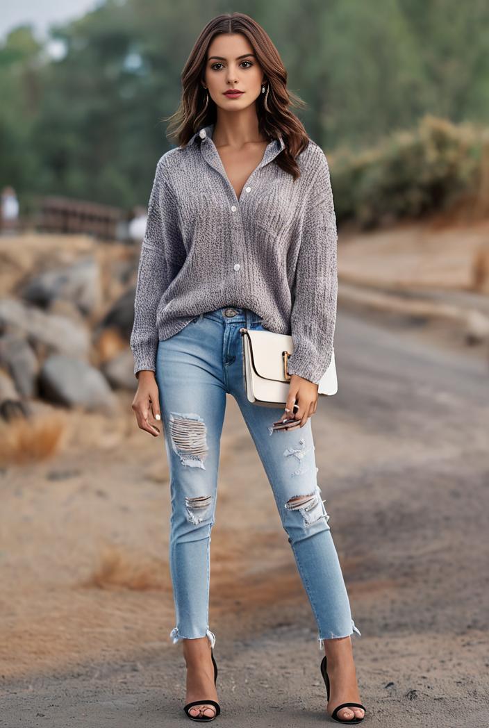 ripped light blue skinny jeans with frayed distressed legs 112495