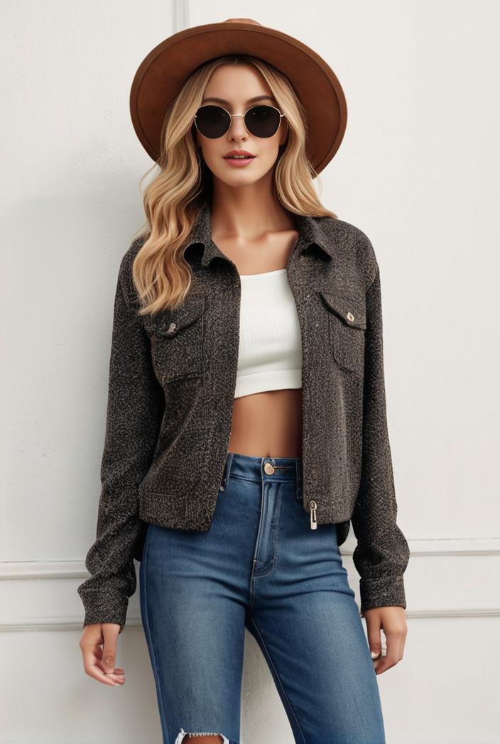 sequin bomber jacket with zipper closure and long sleeves stylish women s outerwear 113627