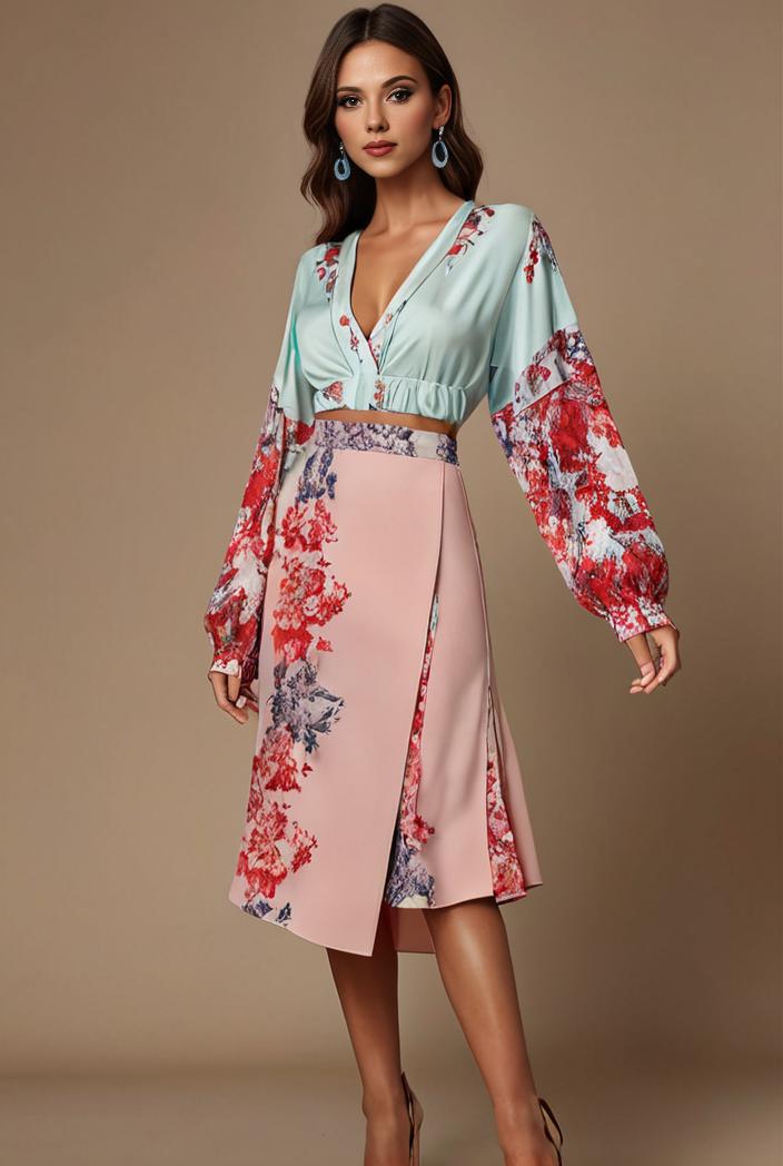 floral peacock print long sleeve loose swim robe beach cover up coat 126421