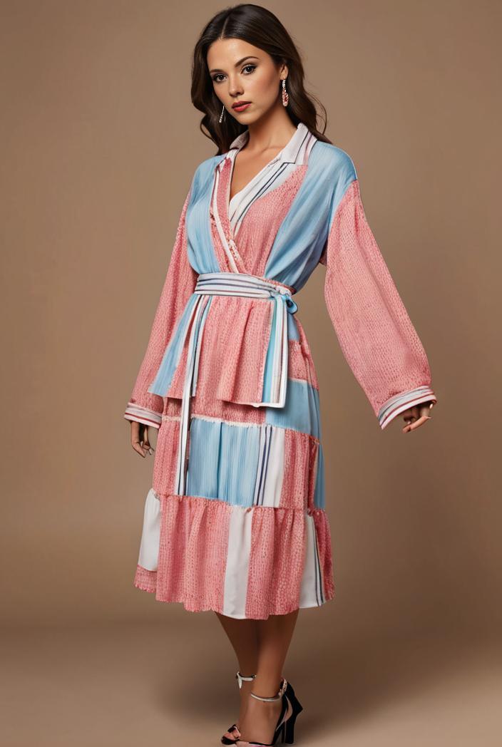floral peacock print long sleeve loose swim robe beach cover up coat 126424