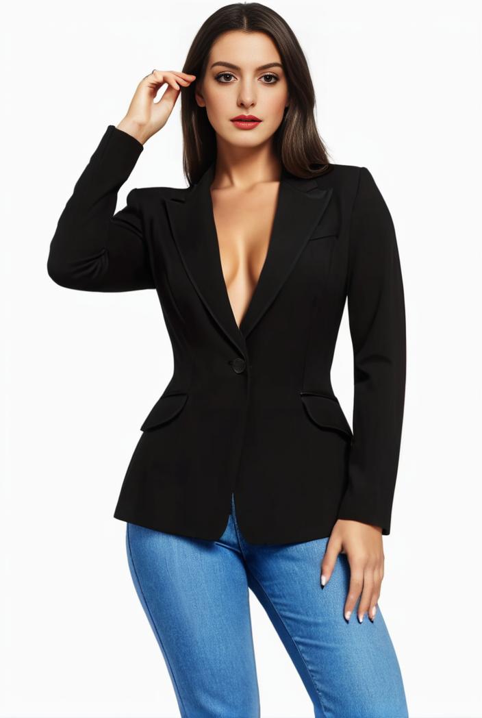 solid blazer with tie back and casual lapel long sleeve outerwear for women 116629