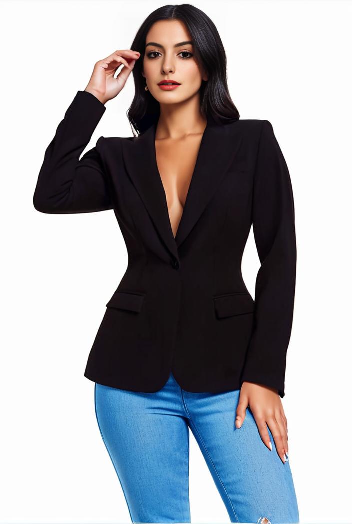 solid blazer with tie back and casual lapel long sleeve outerwear for women 116630