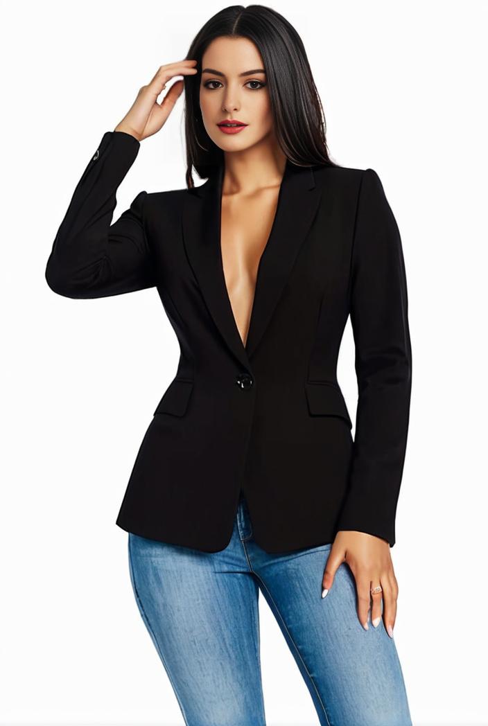 solid blazer with tie back and casual lapel long sleeve outerwear for women 116632