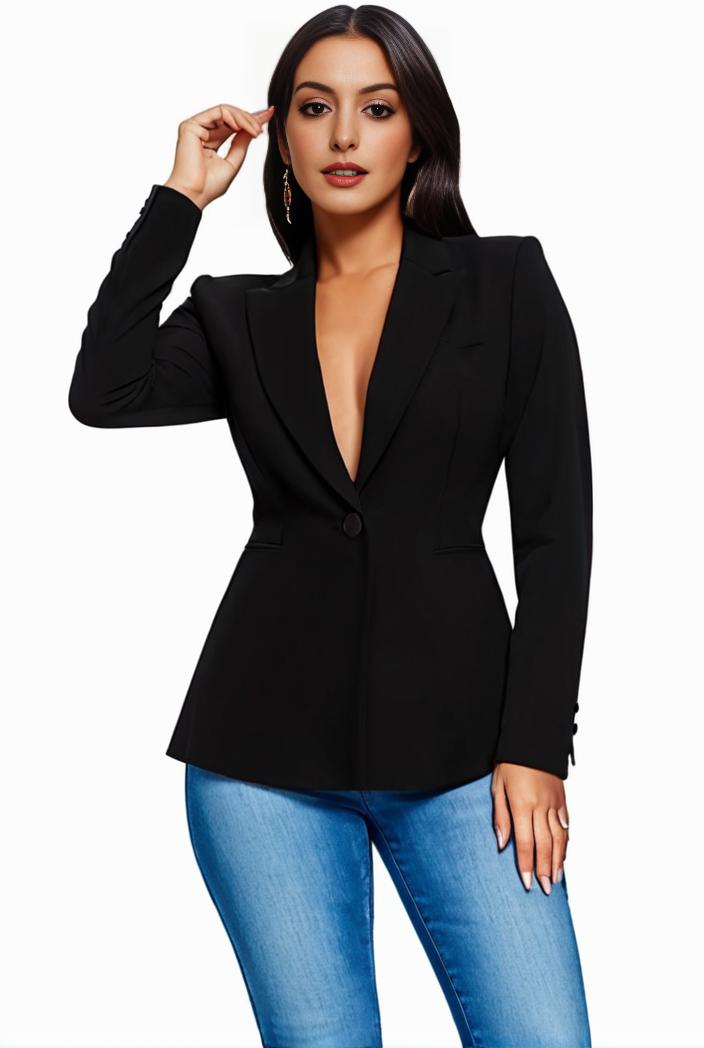 solid blazer with tie back and casual lapel long sleeve outerwear for women 116633