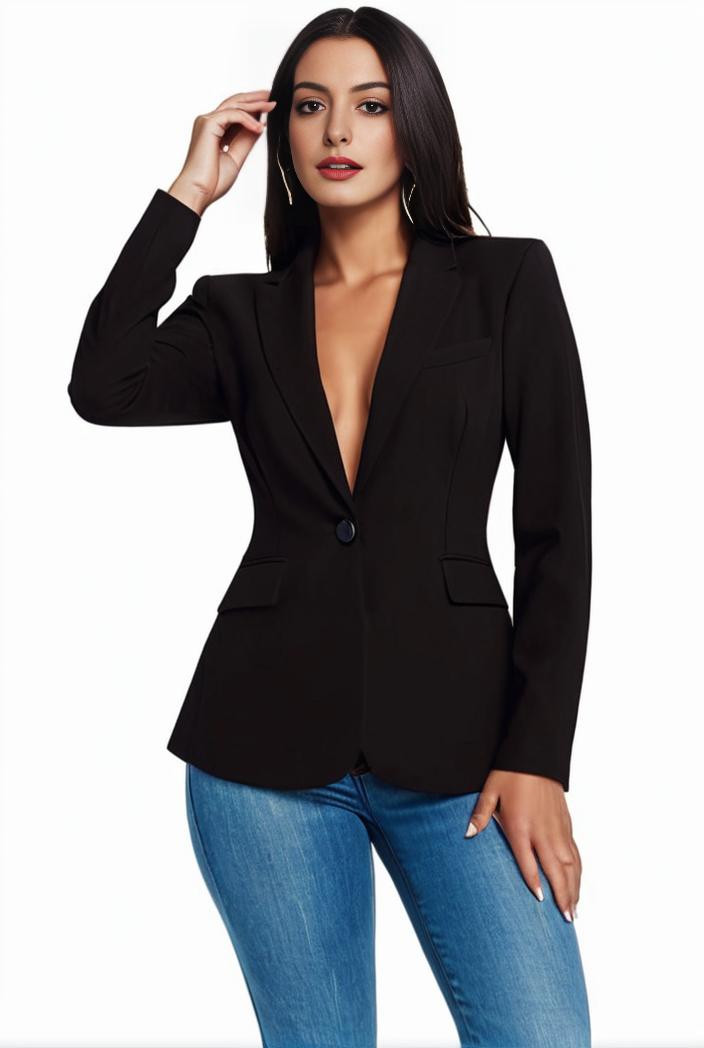 solid blazer with tie back and casual lapel long sleeve outerwear for women 116634