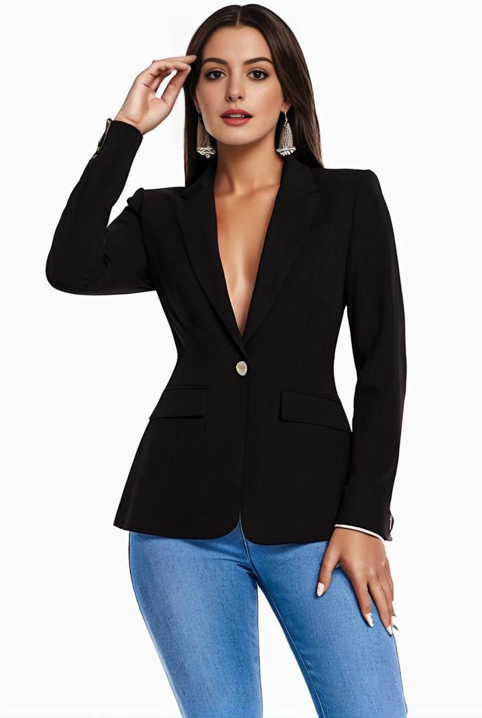 solid blazer with tie back and casual lapel long sleeve outerwear for women 116635