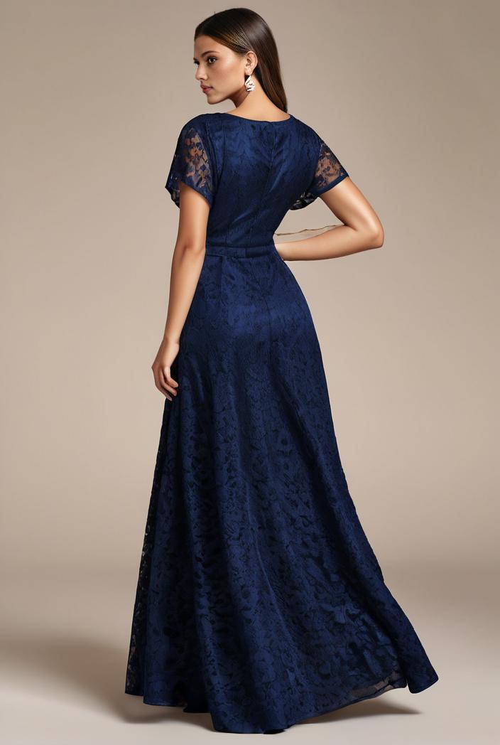 glitter high low front side slit ruffled v neck evening dress 127314