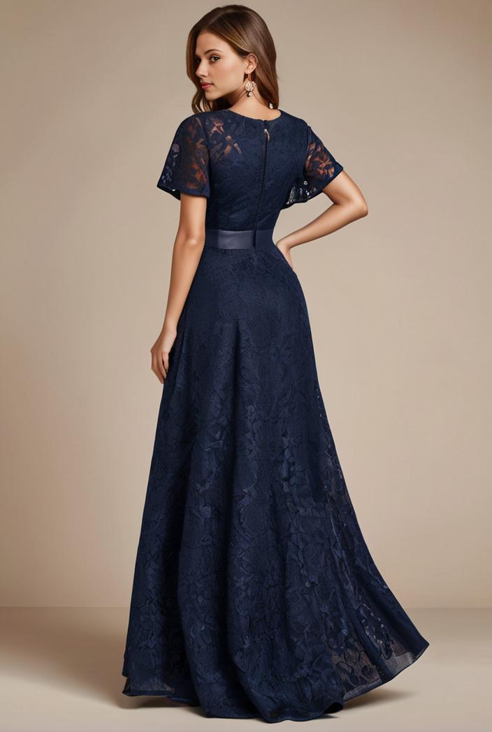glitter high low front side slit ruffled v neck evening dress 127320