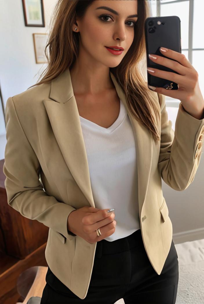 sophisticated split front blazer with long sleeves 117529