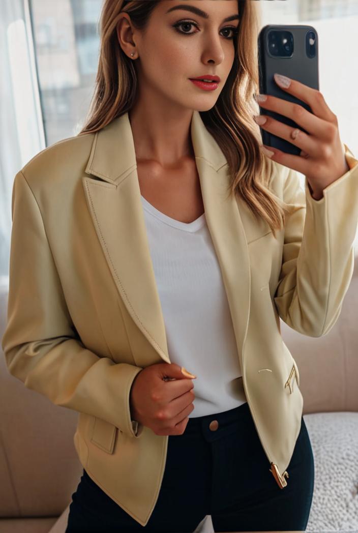 sophisticated split front blazer with long sleeves 117532