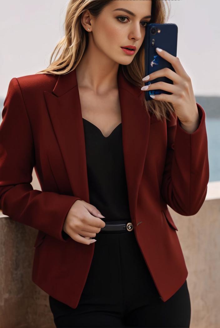 sophisticated split front blazer with long sleeves 117550