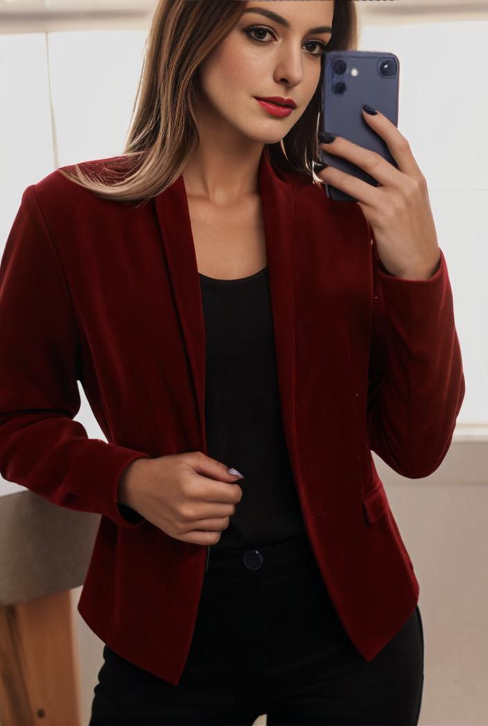 sophisticated split front blazer with long sleeves 117555