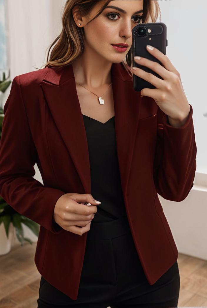sophisticated split front blazer with long sleeves 117556