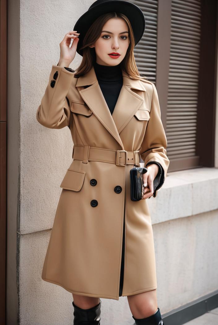 stylish women s winter overcoat with double breasted lapels and thermal lining 119489