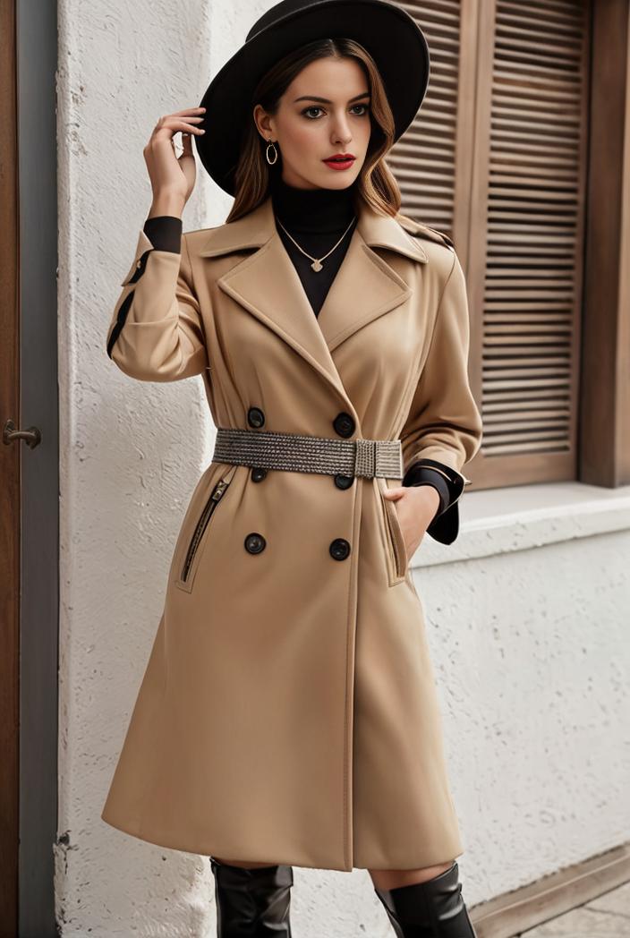 stylish women s winter overcoat with double breasted lapels and thermal lining 119493