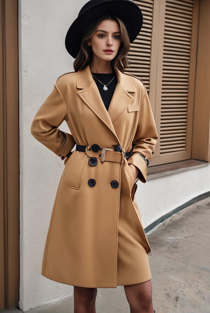 stylish women s winter overcoat with double breasted lapels and thermal lining 119494