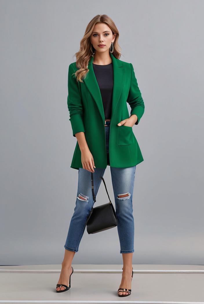 office work lapel stylish button front blazer 131129