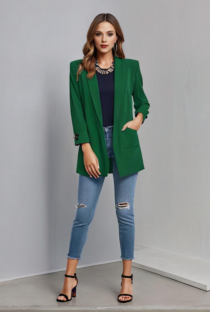 office work lapel stylish button front blazer 131131