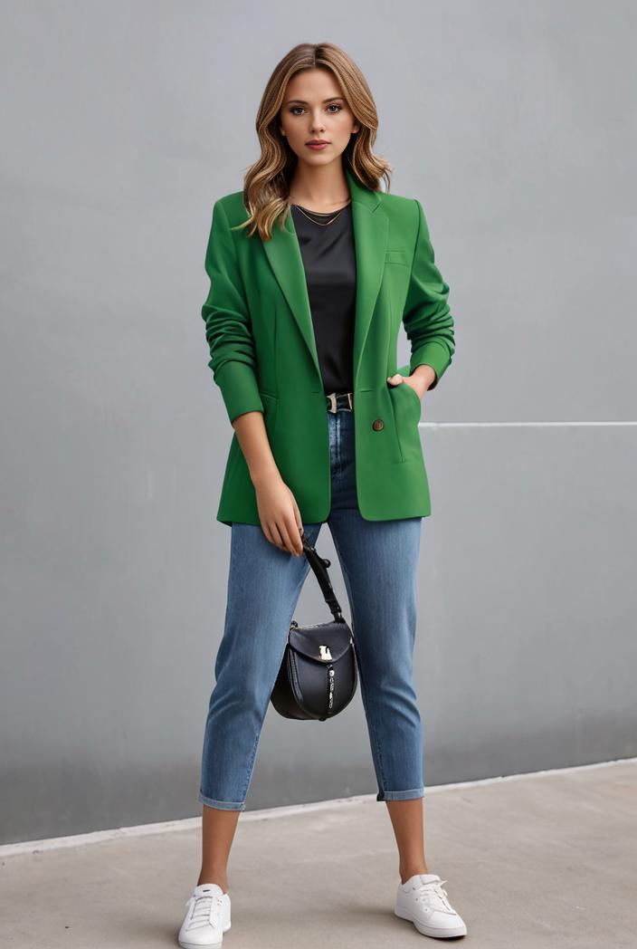 office work lapel stylish button front blazer 131132