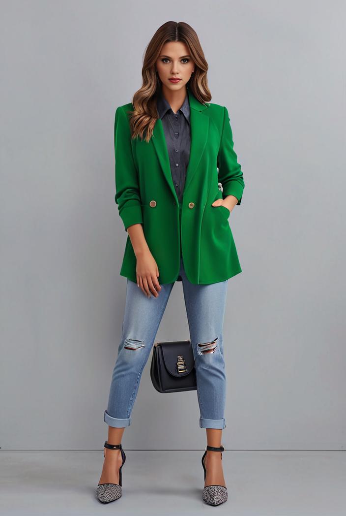 office work lapel stylish button front blazer 131133