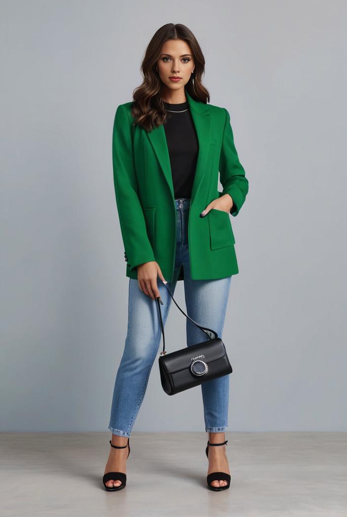 office work lapel stylish button front blazer 131135