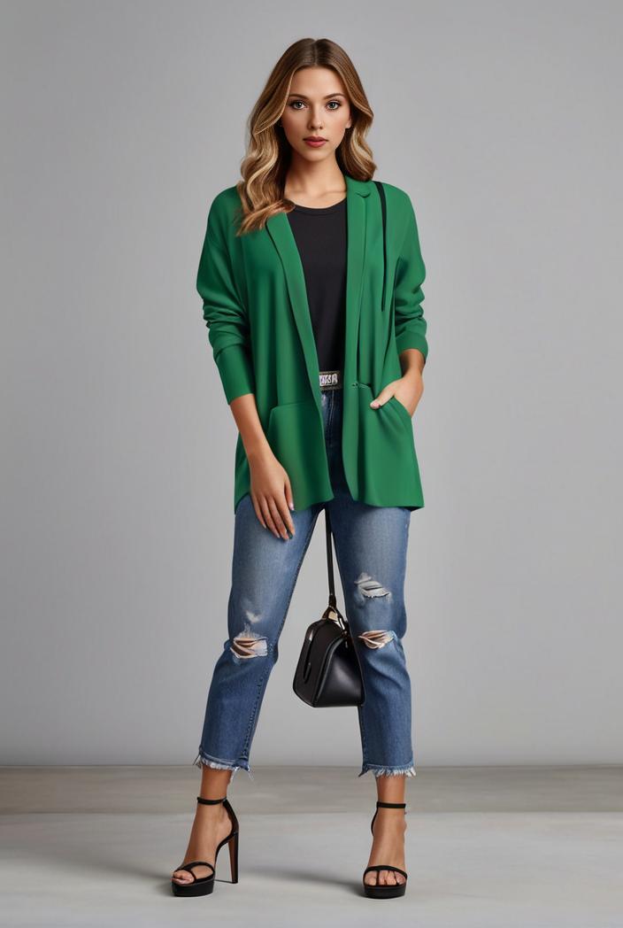 office work lapel stylish button front blazer 131136