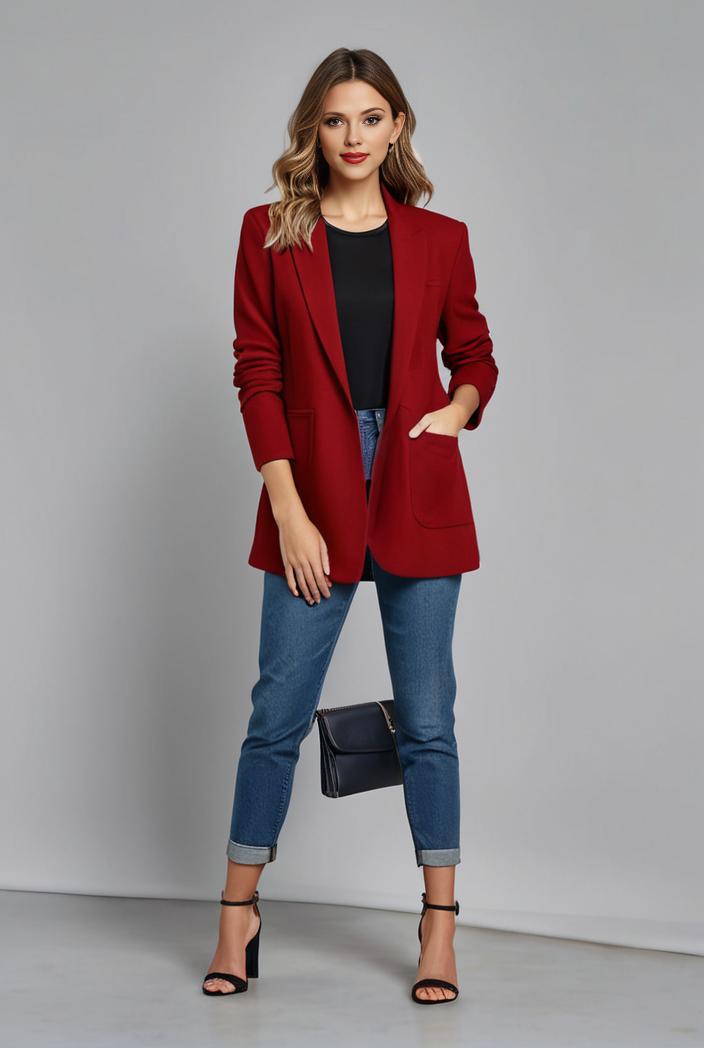 office work lapel stylish button front blazer 131146