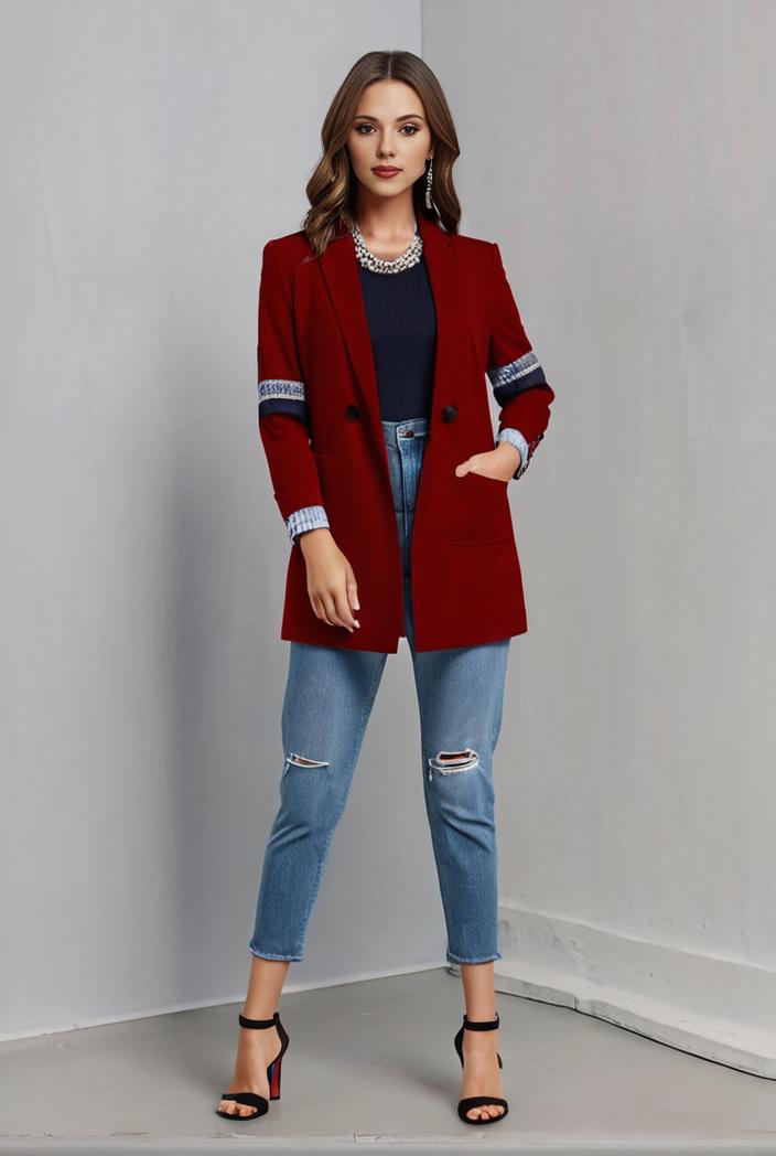 office work lapel stylish button front blazer 131147