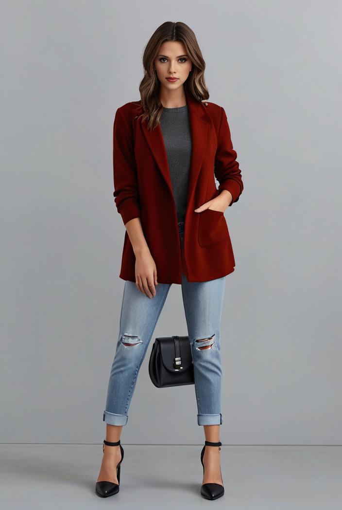 office work lapel stylish button front blazer 131149