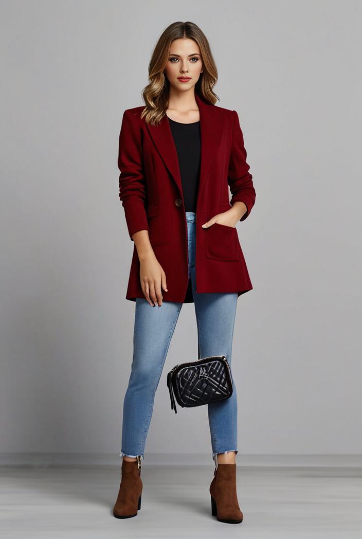 office work lapel stylish button front blazer 131150