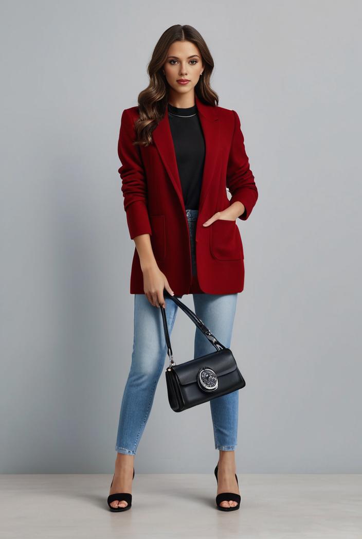 office work lapel stylish button front blazer 131151