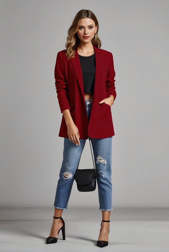 office work lapel stylish button front blazer 131152