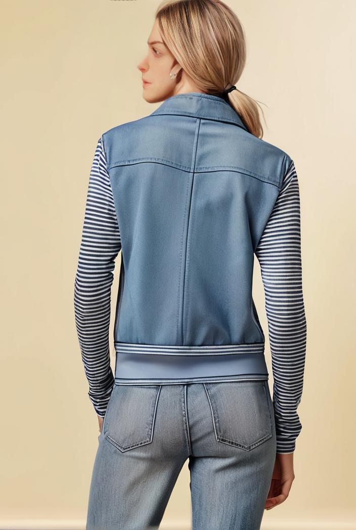 washed denim sleeveless vest with distressed ripped lapel women s denim jacket collection 123078