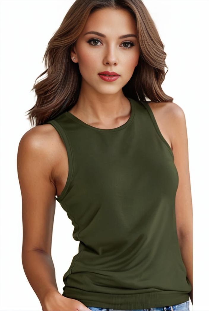 plus size basic tank top women s plus plain round neck medium stretch tank top 133319