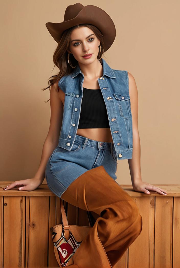 washed denim sleeveless vest with distressed ripped lapel women s denim jacket collection 123090