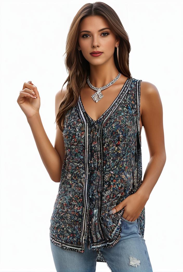 plus size boho tank top women s plus paisley print square neck medium stretch ruched tank top 133355