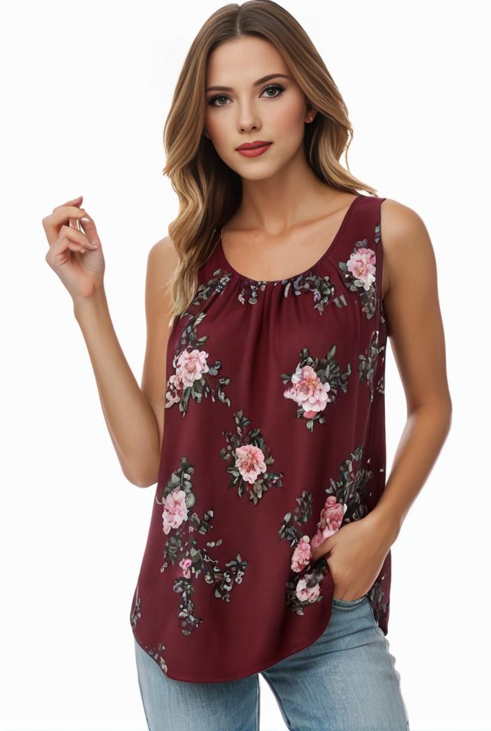 plus size boho tank top women s plus paisley print square neck medium stretch ruched tank top 133394